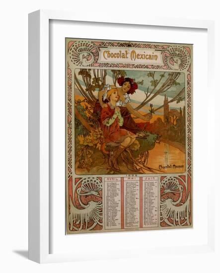 Chocolate Masson Calendar Illustrated by Mucha (1860 ? 1939). a Czech Art Nouveau Painter-Alphonse Marie Mucha-Framed Giclee Print