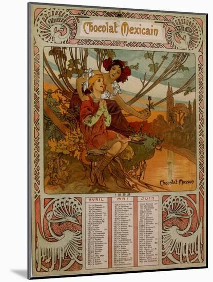 Chocolate Masson Calendar Illustrated by Mucha (1860 ? 1939). a Czech Art Nouveau Painter-Alphonse Marie Mucha-Mounted Giclee Print