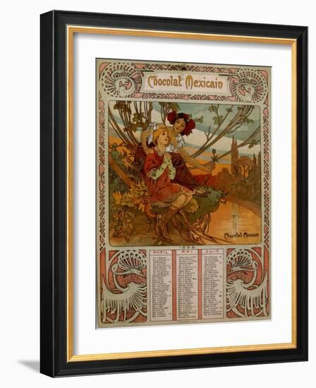 Chocolate Masson Calendar Illustrated by Mucha (1860 ? 1939). a Czech Art Nouveau Painter-Alphonse Marie Mucha-Framed Giclee Print
