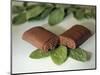 Chocolate Nutrition Bar on Mint Leaves-Chris Rogers-Mounted Photographic Print