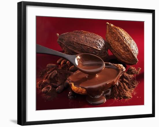 Chocolate Sauce, Cocoa Powder, Cocoa Beans and Cacao Fruits-Karl Newedel-Framed Photographic Print