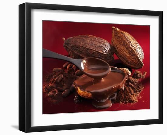 Chocolate Sauce, Cocoa Powder, Cocoa Beans and Cacao Fruits-Karl Newedel-Framed Photographic Print
