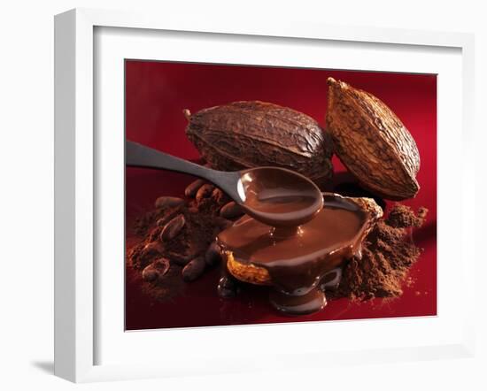 Chocolate Sauce, Cocoa Powder, Cocoa Beans and Cacao Fruits-Karl Newedel-Framed Photographic Print