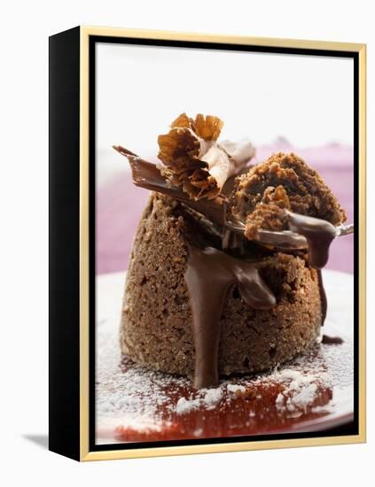 Chocolate Soufflé Filled with Chocolate Sauce-null-Framed Premier Image Canvas