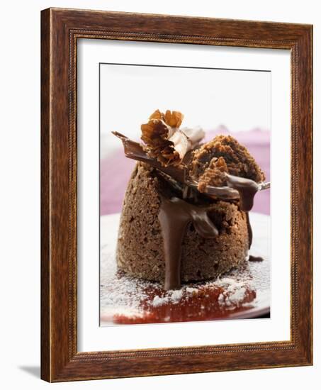 Chocolate Soufflé Filled with Chocolate Sauce-null-Framed Photographic Print