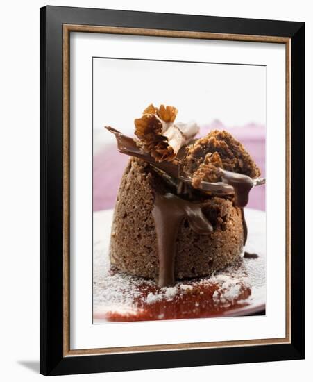 Chocolate Soufflé Filled with Chocolate Sauce-null-Framed Photographic Print