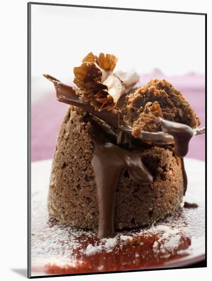 Chocolate Soufflé Filled with Chocolate Sauce-null-Mounted Photographic Print