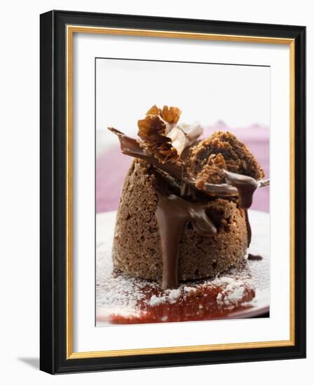 Chocolate Soufflé Filled with Chocolate Sauce-null-Framed Photographic Print