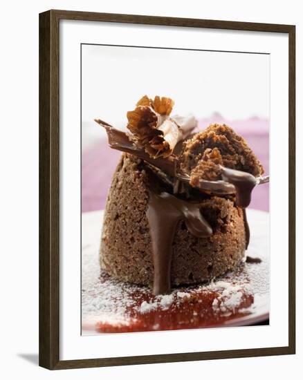 Chocolate Soufflé Filled with Chocolate Sauce-null-Framed Photographic Print