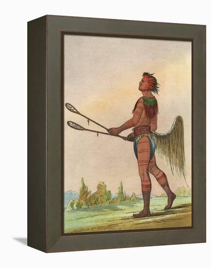 Choctaw, Lacrosse Player-George Catlin-Framed Premier Image Canvas