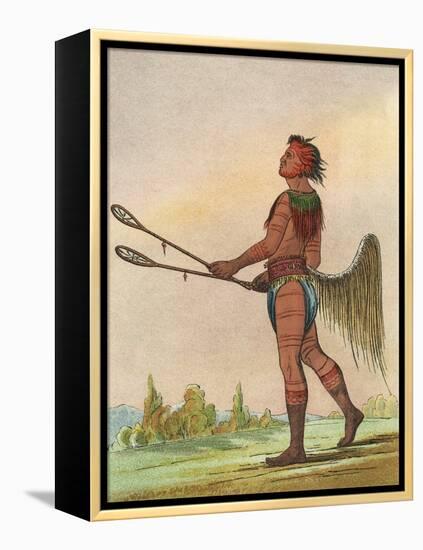 Choctaw, Lacrosse Player-George Catlin-Framed Premier Image Canvas