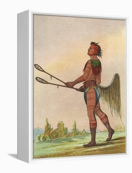 Choctaw, Lacrosse Player-George Catlin-Framed Premier Image Canvas