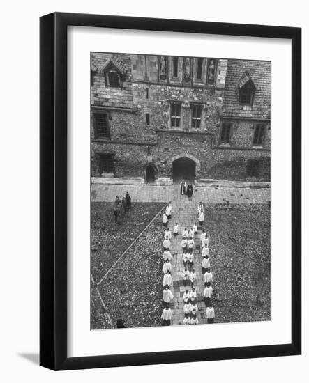 Choir Filing Down Center of Chamber Court at Winchester College-Cornell Capa-Framed Photographic Print
