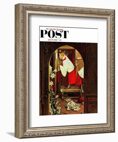 "Choirboy" Saturday Evening Post Cover, April 17,1954-Norman Rockwell-Framed Giclee Print