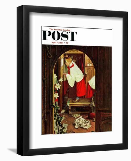 "Choirboy" Saturday Evening Post Cover, April 17,1954-Norman Rockwell-Framed Giclee Print