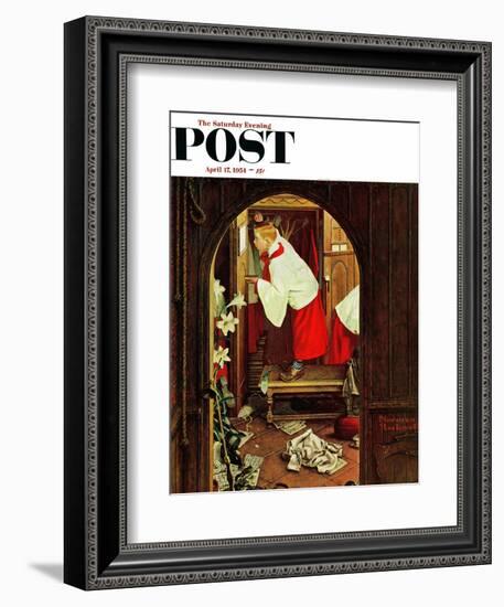 "Choirboy" Saturday Evening Post Cover, April 17,1954-Norman Rockwell-Framed Giclee Print