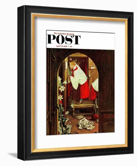 "Choirboy" Saturday Evening Post Cover, April 17,1954-Norman Rockwell-Framed Giclee Print