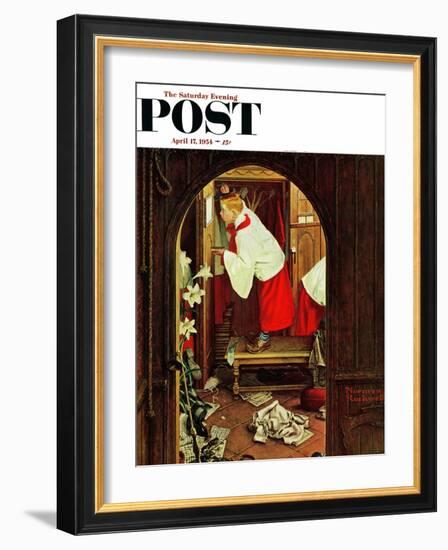 "Choirboy" Saturday Evening Post Cover, April 17,1954-Norman Rockwell-Framed Giclee Print