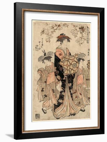 Chojiya Uchi Chozan, the Courtesan Chozan of Chojiya,1783-Torii Kiyonaga-Framed Giclee Print