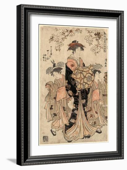 Chojiya Uchi Chozan, the Courtesan Chozan of Chojiya,1783-Torii Kiyonaga-Framed Giclee Print