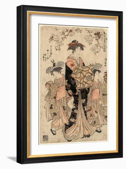 Chojiya Uchi Chozan, the Courtesan Chozan of Chojiya,1783-Torii Kiyonaga-Framed Giclee Print
