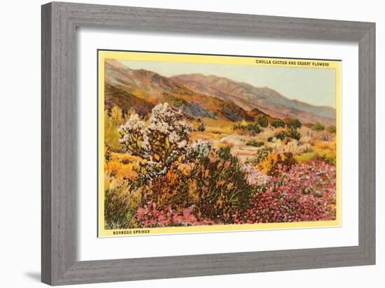 Chollas and Wildflowers, Borrego Springs, California-null-Framed Art Print