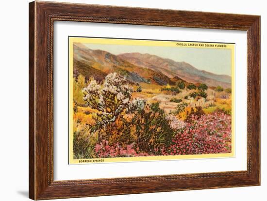 Chollas and Wildflowers, Borrego Springs, California-null-Framed Art Print