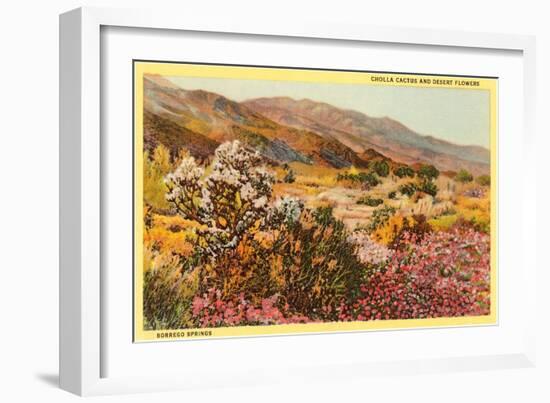 Chollas and Wildflowers, Borrego Springs, California-null-Framed Art Print