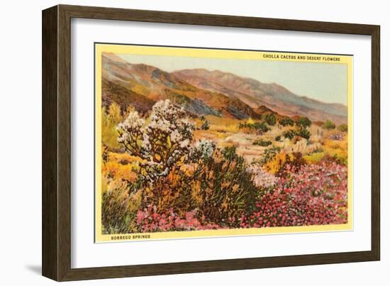 Chollas and Wildflowers, Borrego Springs, California-null-Framed Premium Giclee Print