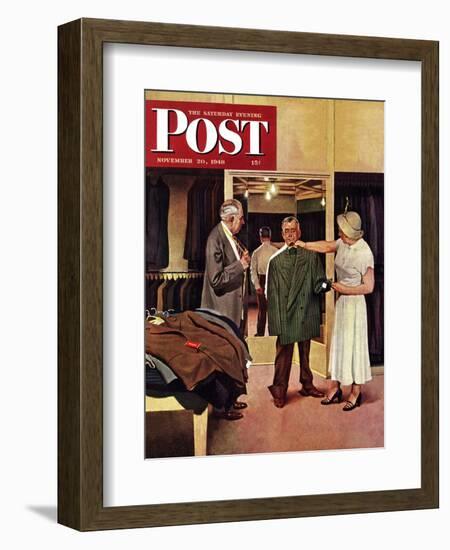 "Choosing a New Suit," Saturday Evening Post Cover, November 20, 1948-John Falter-Framed Giclee Print