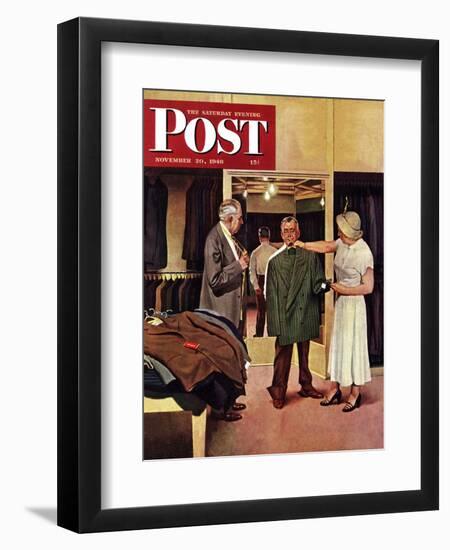 "Choosing a New Suit," Saturday Evening Post Cover, November 20, 1948-John Falter-Framed Giclee Print