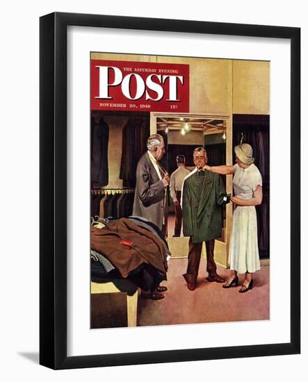 "Choosing a New Suit," Saturday Evening Post Cover, November 20, 1948-John Falter-Framed Giclee Print