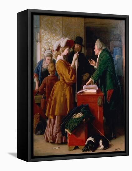 Choosing the Wedding Gown from Goldsmith's "Vicar of Wakefield," Chapter 1-William Mulready-Framed Premier Image Canvas