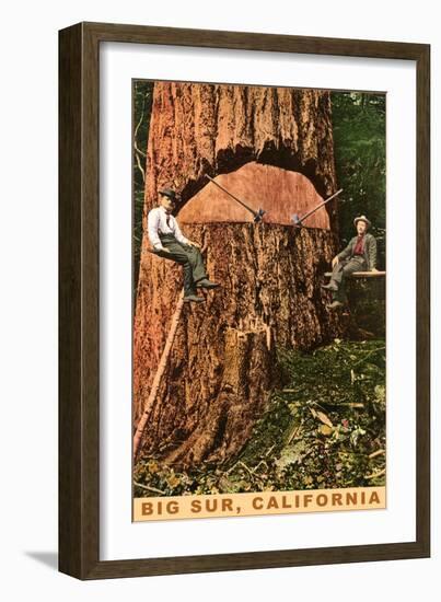 Chopping Down a Redwood, Big Sur, California-null-Framed Art Print