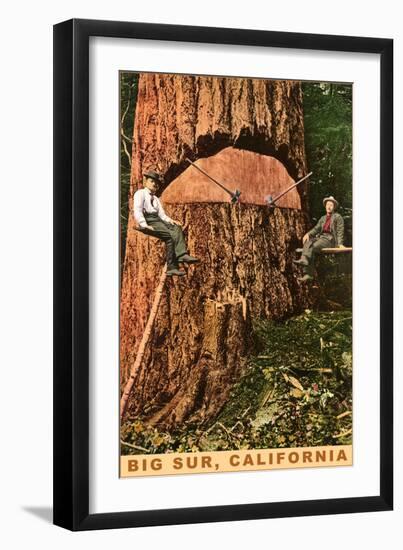 Chopping Down a Redwood, Big Sur, California-null-Framed Art Print