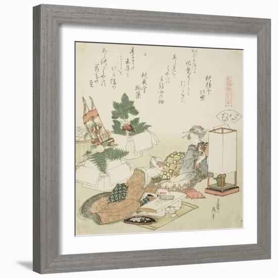 Chopping Rice Cakes, Illustration for the Board-Roof Shell (Itayagai), 1821-Katsushika Hokusai-Framed Giclee Print