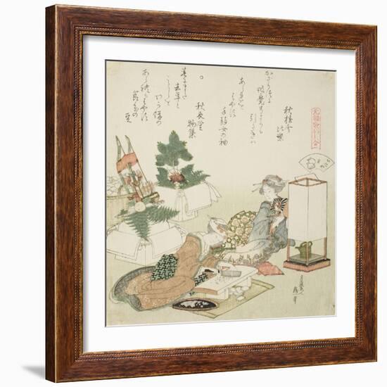 Chopping Rice Cakes, Illustration for the Board-Roof Shell (Itayagai), 1821-Katsushika Hokusai-Framed Giclee Print
