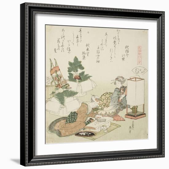 Chopping Rice Cakes, Illustration for the Board-Roof Shell (Itayagai), 1821-Katsushika Hokusai-Framed Giclee Print