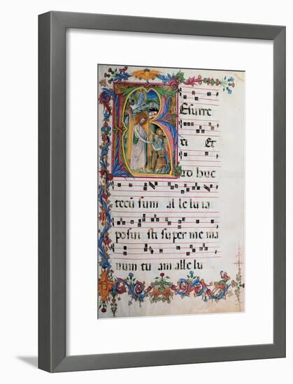 Choral part of the Mass, illuminated manuscript, 15th c. Osservanza Basilica, Siena, Italy-null-Framed Art Print