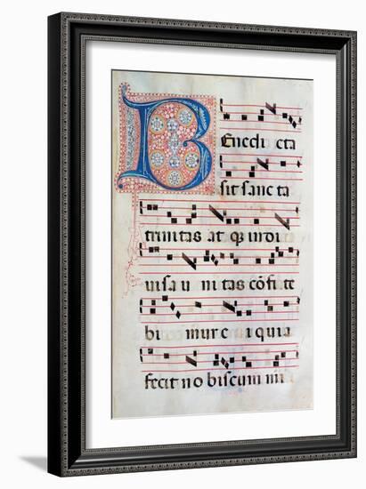 Choral part of the Mass, illuminated manuscript, 15th c. Osservanza Basilica, Siena, Italy-null-Framed Art Print