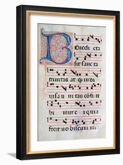 Choral part of the Mass, illuminated manuscript, 15th c. Osservanza Basilica, Siena, Italy-null-Framed Art Print