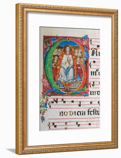 Choral part of the Mass, illuminated manuscript, 15th c. Osservanza Basilica, Siena, Italy-null-Framed Art Print