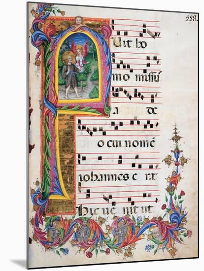 Choral response for religious services, illuminated manuscript, 14th c. Osservanza Basilica, Siena-null-Mounted Art Print