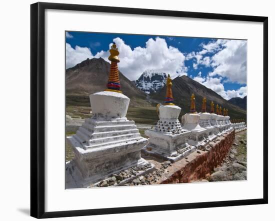 Chortens, Prayer Stupas Below the Holy Mountain Mount Kailash in Western Tibet, China, Asia-Michael Runkel-Framed Photographic Print