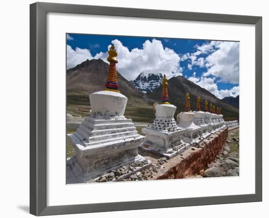 Chortens, Prayer Stupas Below the Holy Mountain Mount Kailash in Western Tibet, China, Asia-Michael Runkel-Framed Photographic Print