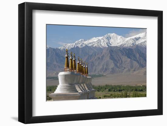 Chortens with Gold Spires Overlooking a Valley, Ladakh, India-Ellen Clark-Framed Photographic Print