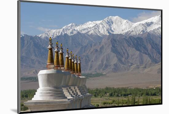 Chortens with Gold Spires Overlooking a Valley, Ladakh, India-Ellen Clark-Mounted Photographic Print