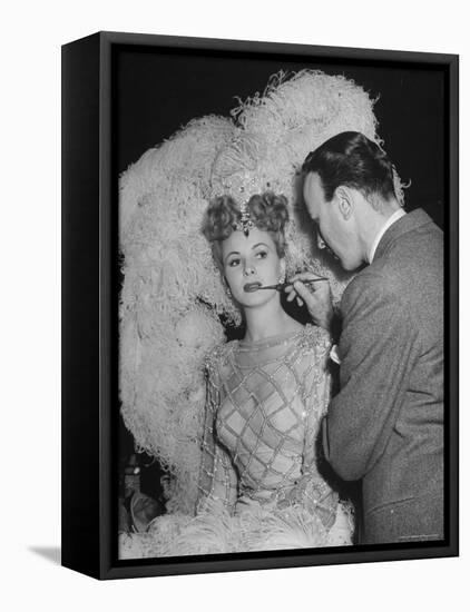 Chorus Girl Getting Makeup Applied During Production of the Movie "The Ziegfeld Follies"-John Florea-Framed Premier Image Canvas