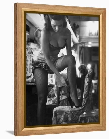Chorus Girl Singer Linda Lombard, Backstage Getting Ready For Show-George Silk-Framed Premier Image Canvas