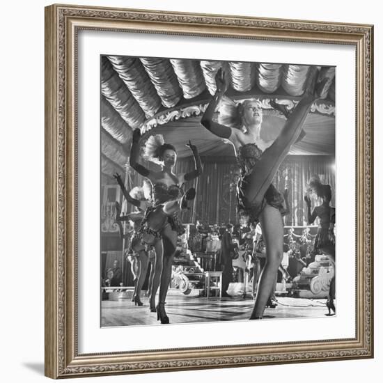 Chorus Girls Dancing During Show at Latin Quarter-George Silk-Framed Photographic Print